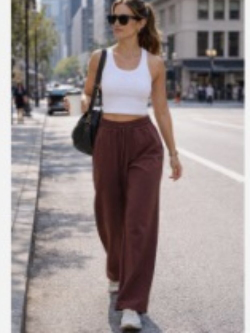 Athleta Endeavor Relaxed Mahogany Wide Leg Drawstring Travel Work Pant SZ 8